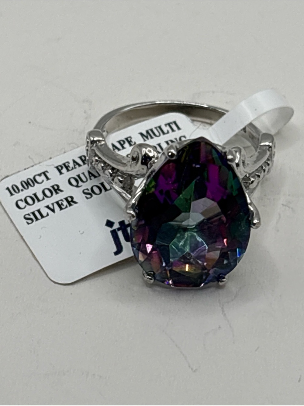 Mystic Topaz Engagement Ring Wiccan Boho Large Statement Silver Ladies Ring 925